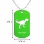 שרשרת דיסקיט מאלומיניום בעיצוב אישי עם השם שלך בעיצוב דינוזאור גודל הדיסקיט 2.9 × 5 ס"מ