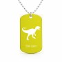 שרשרת דיסקיט מאלומיניום בעיצוב אישי עם השם שלך בעיצוב דינוזאור גודל הדיסקיט 2.9 × 5 ס"מ