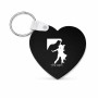 מחזיק מפתחות בצורת לב בעיצוב אישי עם השם שלך בעיצוב אישה רוקדת עם גבר גודל המחזיק 5 × 5 ס"מ