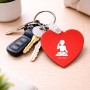 מחזיק מפתחות בצורת לב בעיצוב אישי עם השם שלך בעיצוב אזור מוזיקה של די ג'יי גודל המחזיק 5 × 5 ס"מ