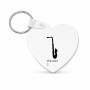 מחזיק מפתחות בצורת לב בעיצוב אישי עם השם שלך בעיצוב סקסופון גודל המחזיק 5 × 5 ס"מ