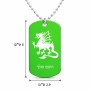 שרשרת דיסקיט מאלומיניום בעיצוב אישי עם השם שלך בעיצוב דרקון גודל הדיסקיט 2.9 × 5 ס"מ