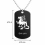 שרשרת דיסקיט מאלומיניום בעיצוב אישי עם השם שלך בעיצוב דרקון גודל הדיסקיט 2.9 × 5 ס"מ