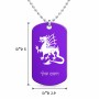 שרשרת דיסקיט מאלומיניום בעיצוב אישי עם השם שלך בעיצוב דרקון גודל הדיסקיט 2.9 × 5 ס"מ