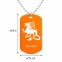 שרשרת דיסקיט מאלומיניום בעיצוב אישי עם השם שלך בעיצוב דרקון גודל הדיסקיט 2.9 × 5 ס"מ