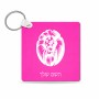 מחזיק מפתחות בצורת ריבוע בעיצוב אישי עם השם שלך בעיצוב פני אריה גודל המחזיק 5 × 5 ס"מ