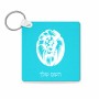 מחזיק מפתחות בצורת ריבוע בעיצוב אישי עם השם שלך בעיצוב פני אריה גודל המחזיק 5 × 5 ס"מ