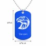 שרשרת דיסקיט מאלומיניום בעיצוב אישי עם השם שלך בעיצוב ראש נשר גודל הדיסקיט 2.9 × 5 ס"מ