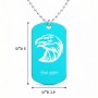 שרשרת דיסקיט מאלומיניום בעיצוב אישי עם השם שלך בעיצוב ראש נשר גודל הדיסקיט 2.9 × 5 ס"מ