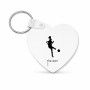 מחזיק מפתחות בצורת לב בעיצוב אישי עם השם שלך בעיצוב שחקנית כדורגל - אישה גודל המחזיק 5 × 5 ס"מ