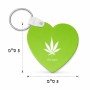 מחזיק מפתחות בצורת לב בעיצוב אישי עם השם שלך בעיצוב עלה מריחואנה - גראס גודל המחזיק 5 × 5 ס"מ