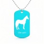 שרשרת דיסקיט מאלומיניום בעיצוב אישי עם השם שלך בעיצוב סוס גודל הדיסקיט 2.9 × 5 ס"מ