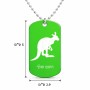 שרשרת דיסקיט מאלומיניום בעיצוב אישי עם השם שלך בעיצוב קנגורו גודל הדיסקיט 2.9 × 5 ס"מ