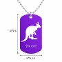שרשרת דיסקיט מאלומיניום בעיצוב אישי עם השם שלך בעיצוב קנגורו גודל הדיסקיט 2.9 × 5 ס"מ