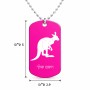 שרשרת דיסקיט מאלומיניום בעיצוב אישי עם השם שלך בעיצוב קנגורו גודל הדיסקיט 2.9 × 5 ס"מ