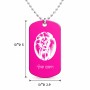 שרשרת דיסקיט מאלומיניום בעיצוב אישי עם השם שלך בעיצוב פני אריה גודל הדיסקיט 2.9 × 5 ס"מ