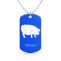 שרשרת דיסקיט מאלומיניום בעיצוב אישי עם השם שלך בעיצוב חזיר גודל הדיסקיט 2.9 × 5 ס"מ