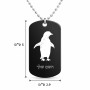 שרשרת דיסקיט מאלומיניום בעיצוב אישי עם השם שלך בעיצוב פינגווין גודל הדיסקיט 2.9 × 5 ס"מ