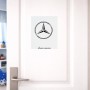 שלט אלומיניום גדול לחדר בעיצוב אישי עם השם שלך בעיצוב מרצדס-בנץ גודל השלט 20 × 25 ס"מ.