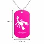 שרשרת דיסקיט מאלומיניום בעיצוב אישי עם השם שלך בעיצוב עקרב גודל הדיסקיט 2.9 × 5 ס"מ