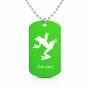 שרשרת דיסקיט מאלומיניום בעיצוב אישי עם השם שלך בעיצוב צפרדע טרופית גודל הדיסקיט 2.9 × 5 ס"מ