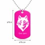 שרשרת דיסקיט מאלומיניום בעיצוב אישי עם השם שלך בעיצוב זאב גודל הדיסקיט 2.9 × 5 ס"מ