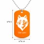 שרשרת דיסקיט מאלומיניום בעיצוב אישי עם השם שלך בעיצוב זאב גודל הדיסקיט 2.9 × 5 ס"מ