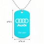שרשרת דיסקיט מאלומיניום בעיצוב אישי עם השם שלך בעיצוב אאודי גודל הדיסקיט 2.9 × 5 ס"מ