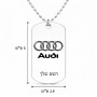 שרשרת דיסקיט מאלומיניום בעיצוב אישי עם השם שלך בעיצוב אאודי גודל הדיסקיט 2.9 × 5 ס"מ