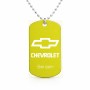 שרשרת דיסקיט מאלומיניום בעיצוב אישי עם השם שלך בעיצוב שברולט גודל הדיסקיט 2.9 × 5 ס"מ