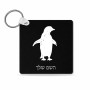 מחזיק מפתחות בצורת ריבוע בעיצוב אישי עם השם שלך בעיצוב פינגווין גודל המחזיק 5 × 5 ס"מ