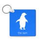 מחזיק מפתחות בצורת ריבוע בעיצוב אישי עם השם שלך בעיצוב פינגווין גודל המחזיק 5 × 5 ס"מ