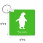 מחזיק מפתחות בצורת ריבוע בעיצוב אישי עם השם שלך בעיצוב פינגווין גודל המחזיק 5 × 5 ס"מ