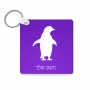 מחזיק מפתחות בצורת ריבוע בעיצוב אישי עם השם שלך בעיצוב פינגווין גודל המחזיק 5 × 5 ס"מ