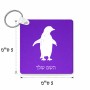 מחזיק מפתחות בצורת ריבוע בעיצוב אישי עם השם שלך בעיצוב פינגווין גודל המחזיק 5 × 5 ס"מ