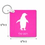 מחזיק מפתחות בצורת ריבוע בעיצוב אישי עם השם שלך בעיצוב פינגווין גודל המחזיק 5 × 5 ס"מ