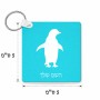מחזיק מפתחות בצורת ריבוע בעיצוב אישי עם השם שלך בעיצוב פינגווין גודל המחזיק 5 × 5 ס"מ