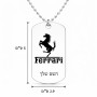 שרשרת דיסקיט מאלומיניום בעיצוב אישי עם השם שלך בעיצוב פרארי גודל הדיסקיט 2.9 × 5 ס"מ