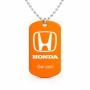 שרשרת דיסקיט מאלומיניום בעיצוב אישי עם השם שלך בעיצוב הונדה 2 גודל הדיסקיט 2.9 × 5 ס"מ