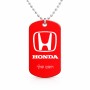 שרשרת דיסקיט מאלומיניום בעיצוב אישי עם השם שלך בעיצוב הונדה 2 גודל הדיסקיט 2.9 × 5 ס"מ