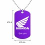 שרשרת דיסקיט מאלומיניום בעיצוב אישי עם השם שלך בעיצוב הונדה גודל הדיסקיט 2.9 × 5 ס"מ