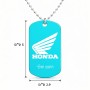 שרשרת דיסקיט מאלומיניום בעיצוב אישי עם השם שלך בעיצוב הונדה גודל הדיסקיט 2.9 × 5 ס"מ