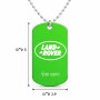 שרשרת דיסקיט מאלומיניום בעיצוב אישי עם השם שלך בעיצוב לנד רובר גודל הדיסקיט 2.9 × 5 ס"מ