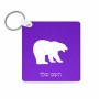 מחזיק מפתחות בצורת ריבוע בעיצוב אישי עם השם שלך בעיצוב דוב גודל המחזיק 5 × 5 ס"מ