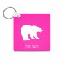 מחזיק מפתחות בצורת ריבוע בעיצוב אישי עם השם שלך בעיצוב דוב גודל המחזיק 5 × 5 ס"מ
