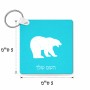 מחזיק מפתחות בצורת ריבוע בעיצוב אישי עם השם שלך בעיצוב דוב גודל המחזיק 5 × 5 ס"מ