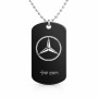 שרשרת דיסקיט מאלומיניום בעיצוב אישי עם השם שלך בעיצוב מרצדס-בנץ גודל הדיסקיט 2.9 × 5 ס"מ