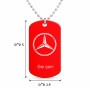 שרשרת דיסקיט מאלומיניום בעיצוב אישי עם השם שלך בעיצוב מרצדס-בנץ גודל הדיסקיט 2.9 × 5 ס"מ