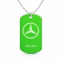 שרשרת דיסקיט מאלומיניום בעיצוב אישי עם השם שלך בעיצוב מרצדס-בנץ גודל הדיסקיט 2.9 × 5 ס"מ