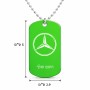 שרשרת דיסקיט מאלומיניום בעיצוב אישי עם השם שלך בעיצוב מרצדס-בנץ גודל הדיסקיט 2.9 × 5 ס"מ